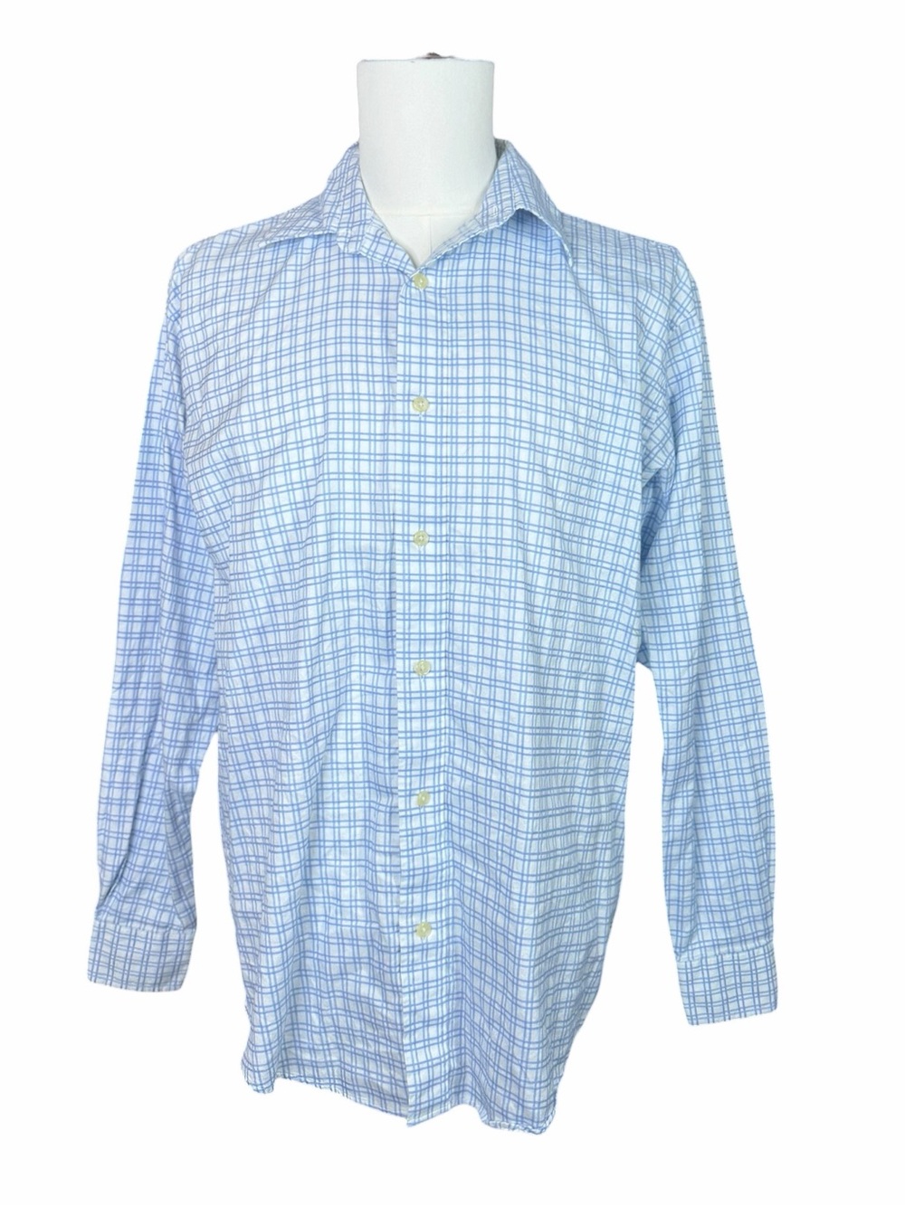 10/$25🦋 Daniel Bishop Light Blue & White Plaid Long Sleeve Button Down - Medium